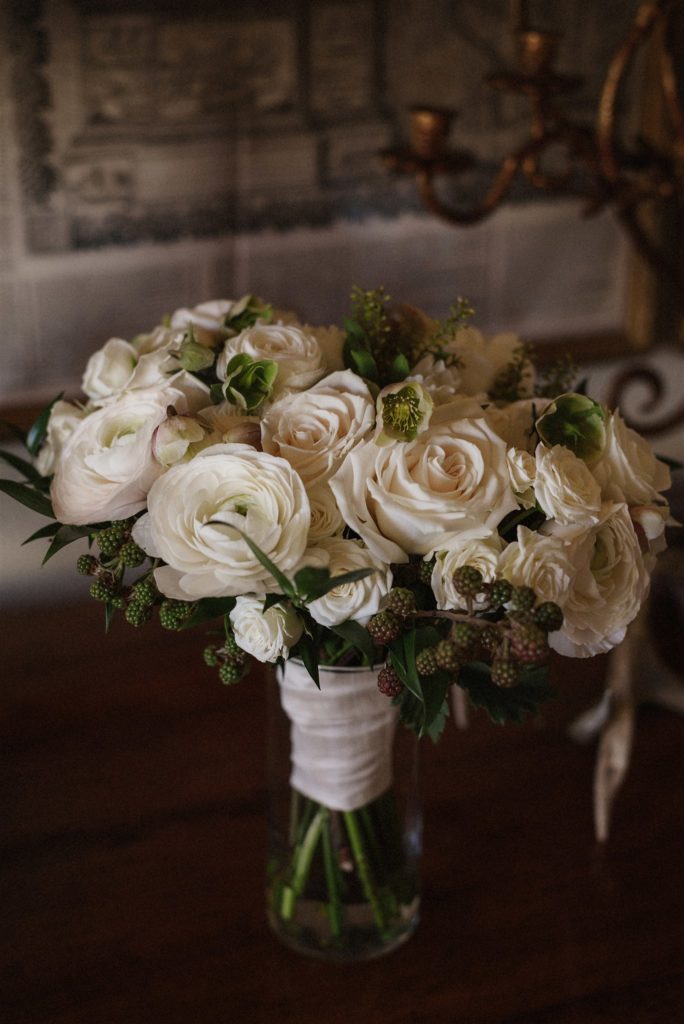 white rose bridal bouquet