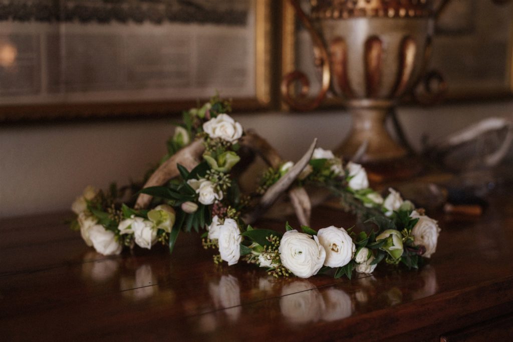 white rose flower crown